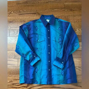 Wrangler 1990s Western Button Down Long Sleeve Shirt Sz L